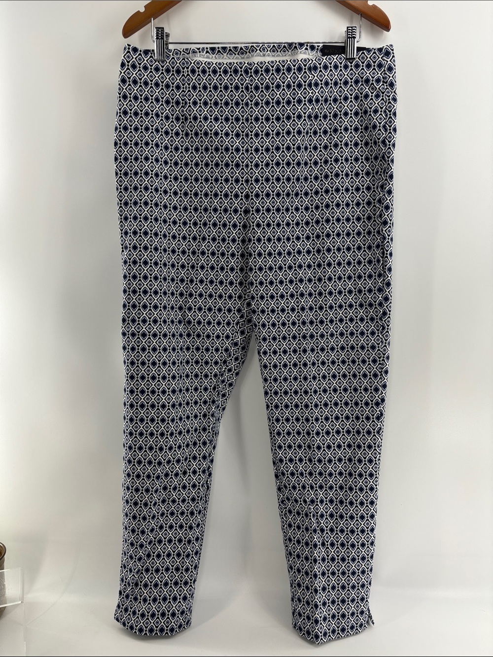 Chico's Navy and White Geometric Ankle Pants